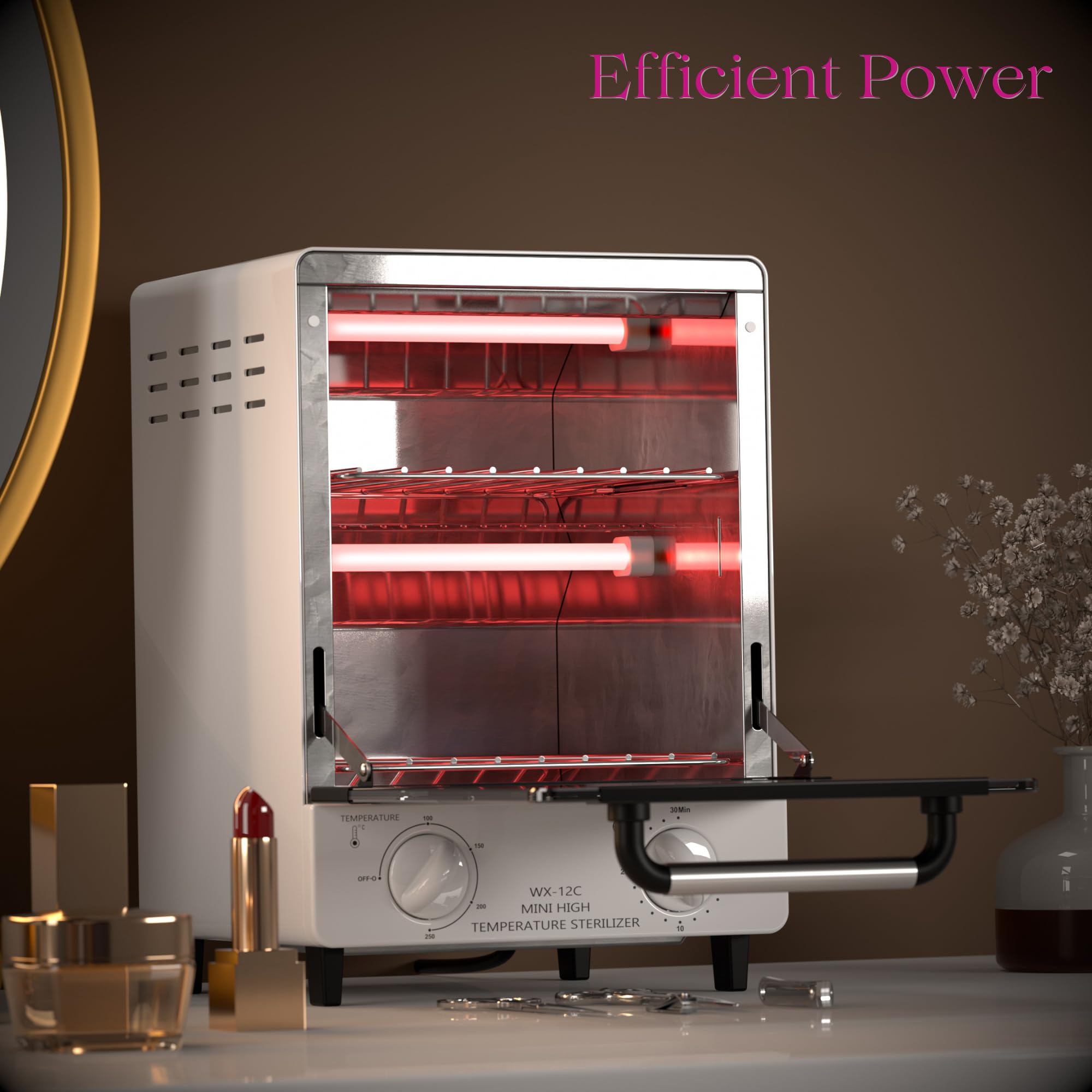 Sterilizer for Nail Tools temperature settings, four levels for tailored cleaning cycles.