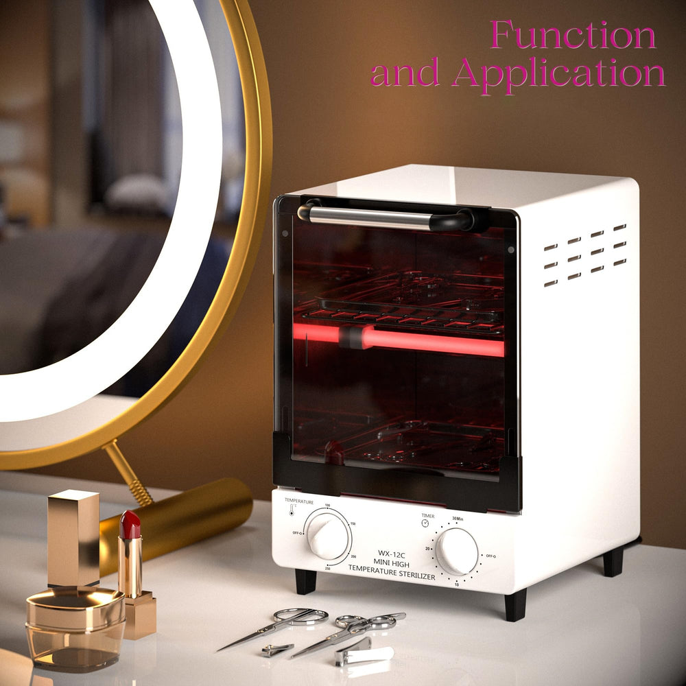 Sterilizer for Nail Tools interior with stainless trays, organized cleaning for multiple tools.