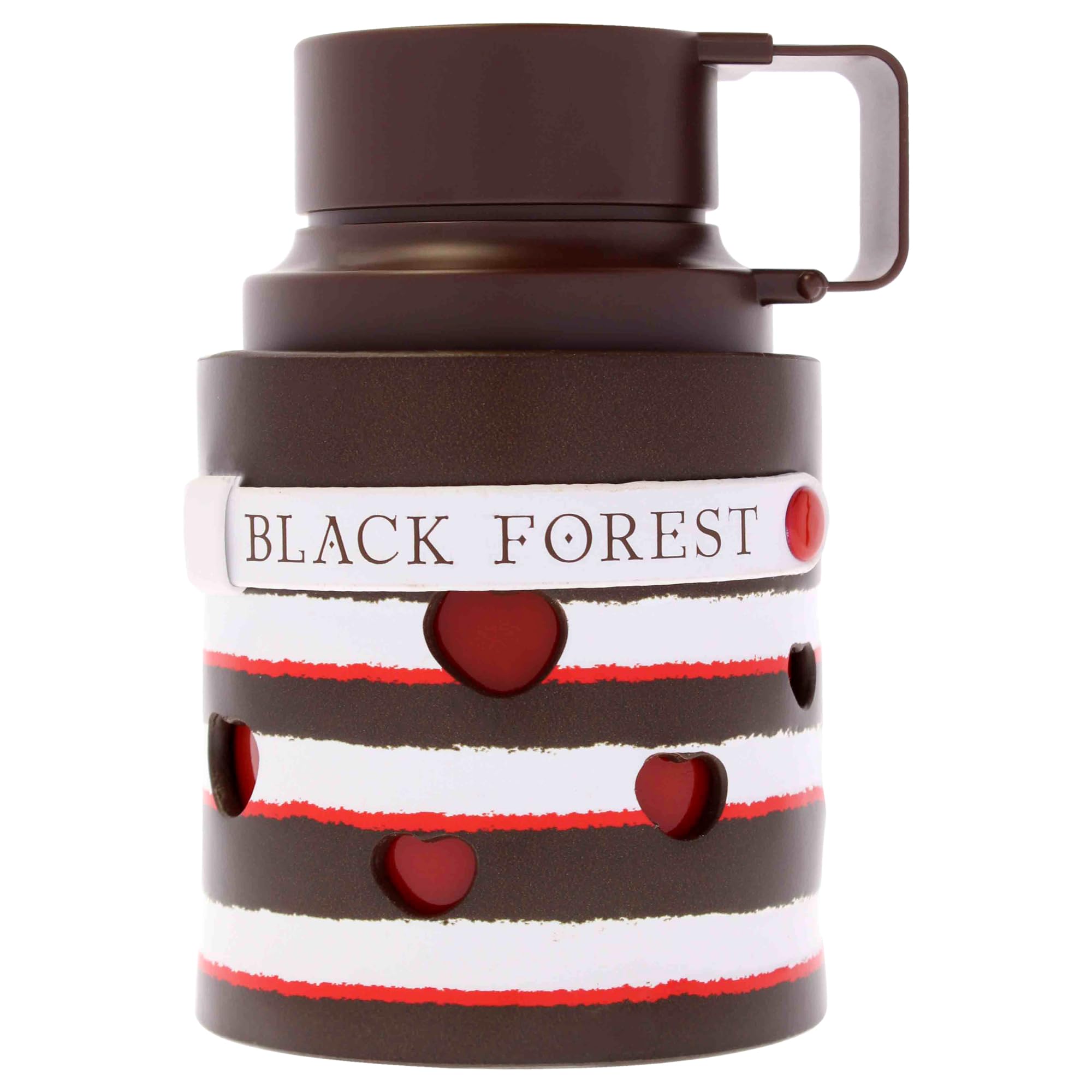 Sterling Parfums Armaf Odyssey Black Forest Dessert Edition bottle on vanity, premium fragrance collection.