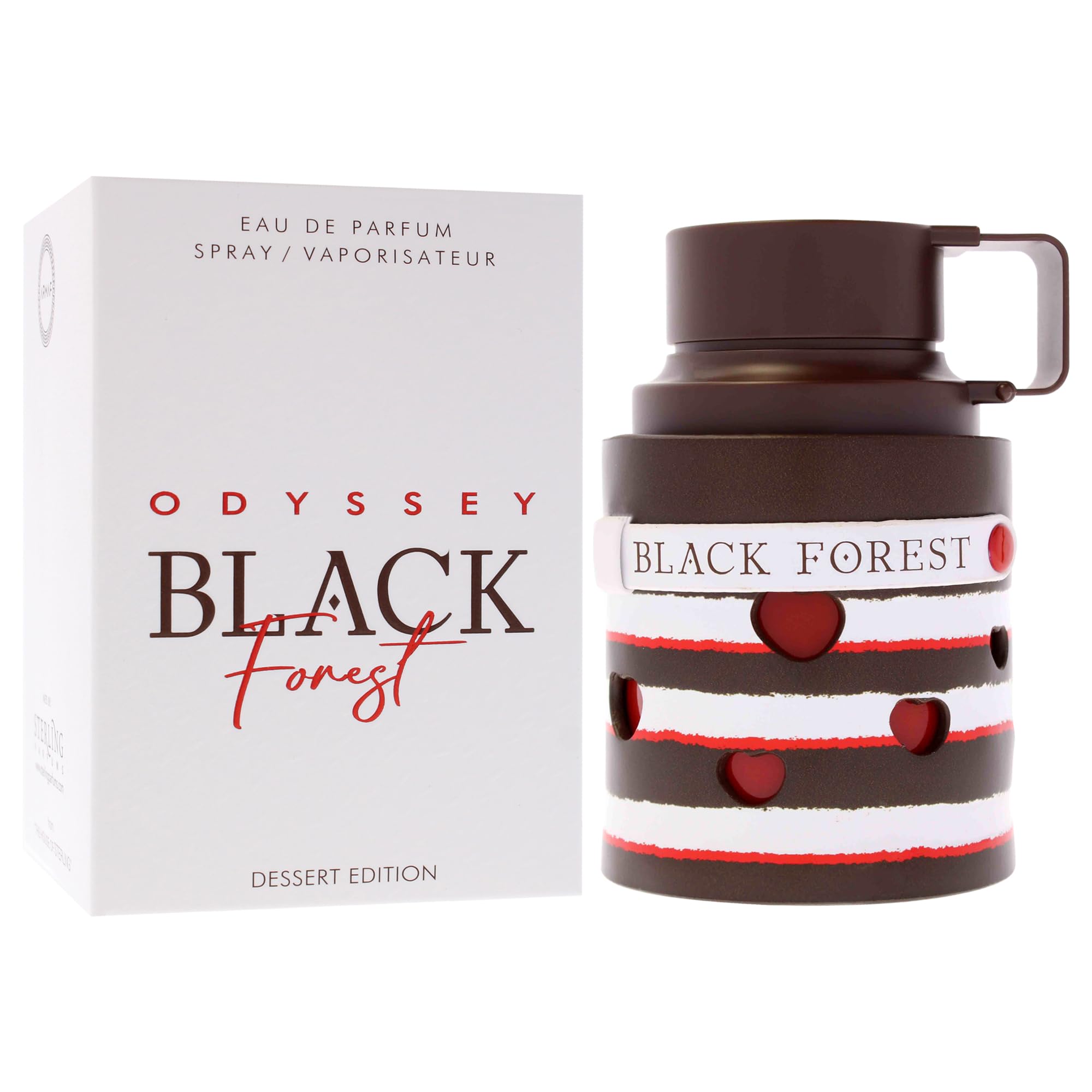 Armaf Odyssey Black Forest Dessert Edition packaging box presents gift-ready luxury.