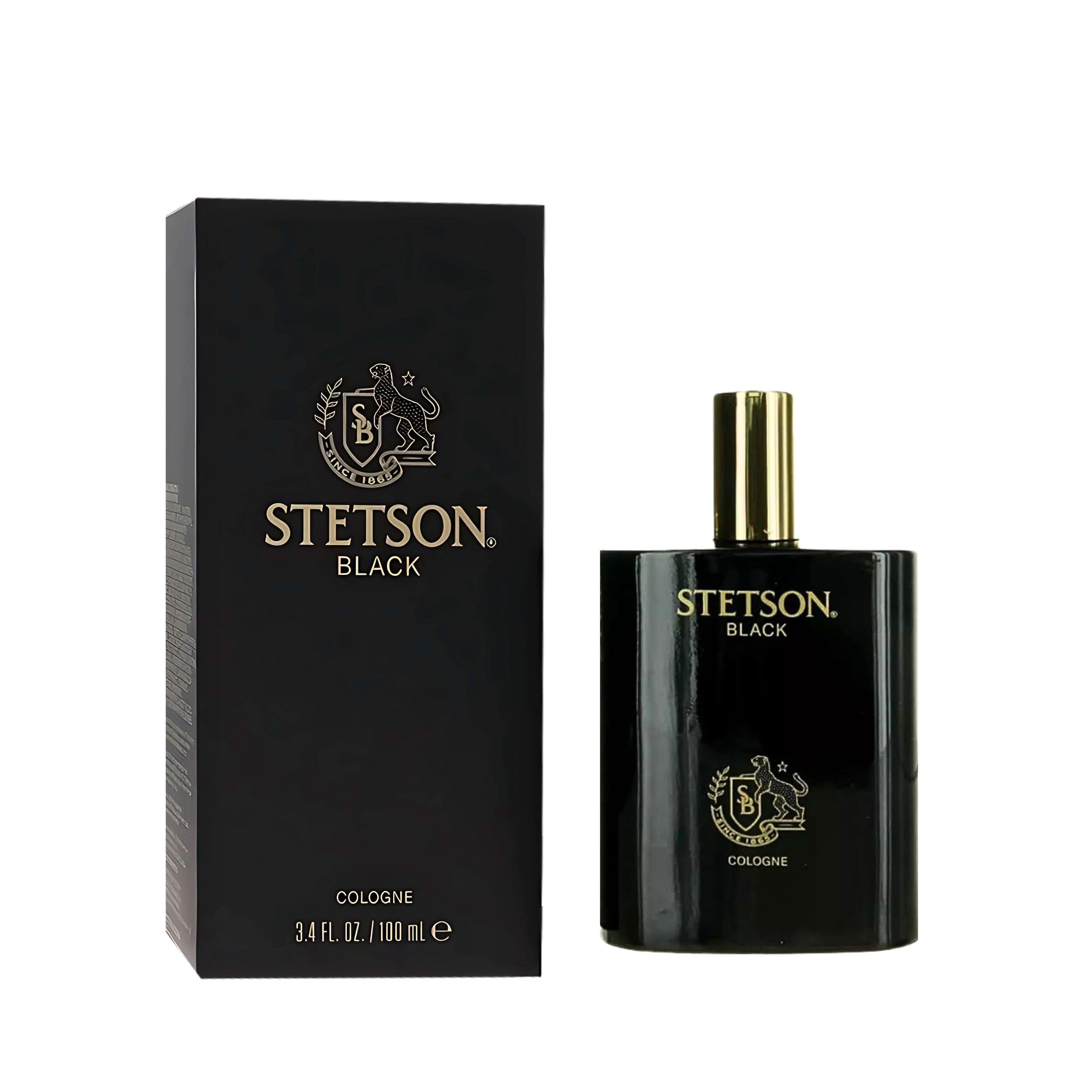 Stetson Black bottle front view for bold daily wear.