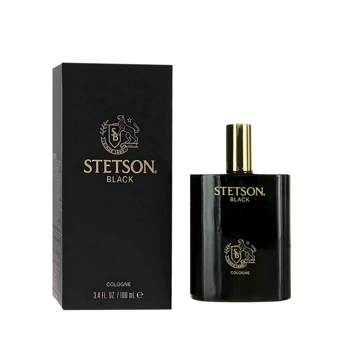 Stetson Black bottle front view for bold daily wear.