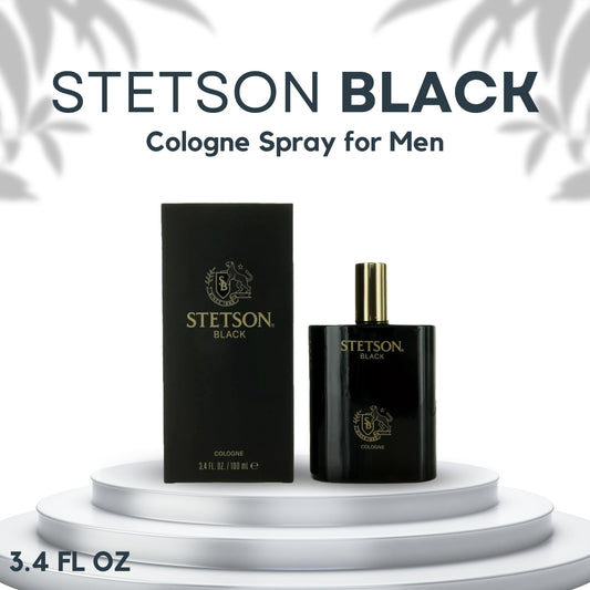 Stetson Black bottle side view highlights classic design for daily wear.