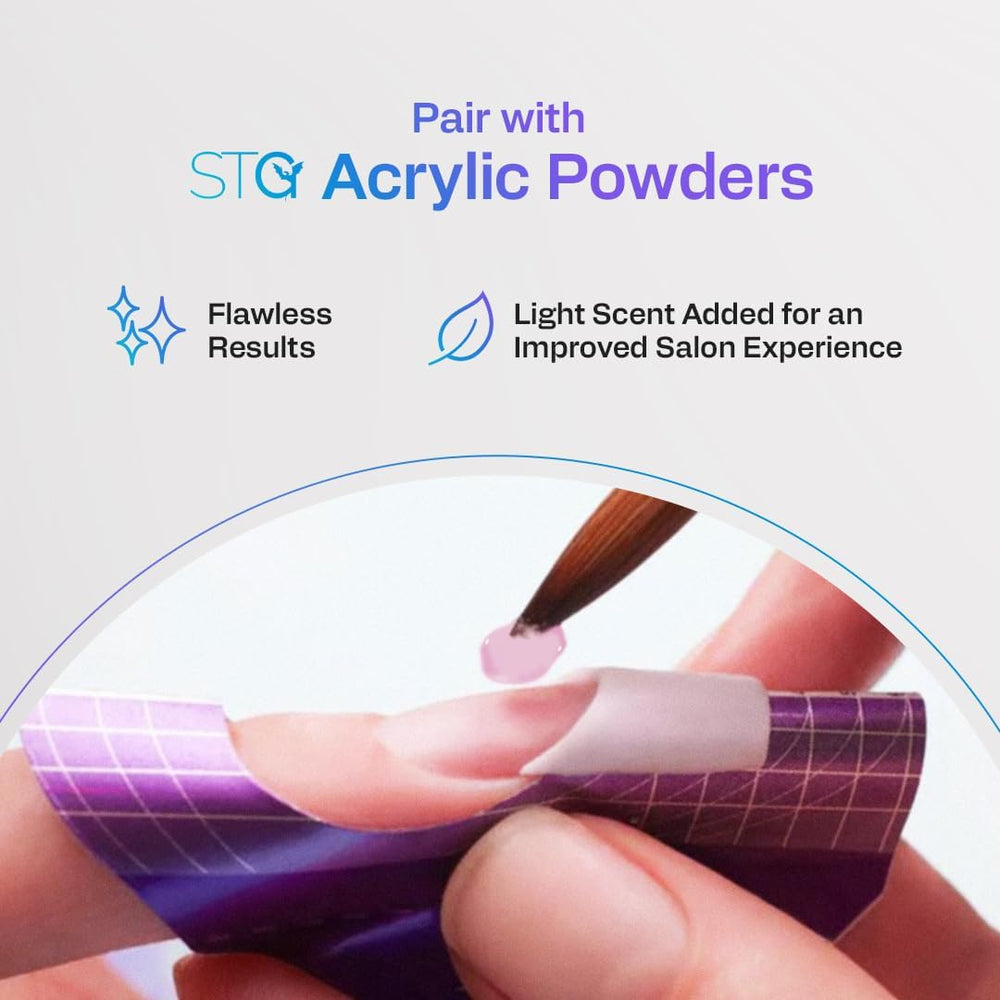 STG acrylic nail overlay provides solid foundation for designs.