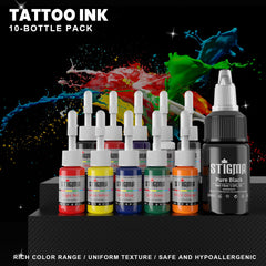 STIGMA tattoo ink 11pcs assortment for vibrant color options during practice.