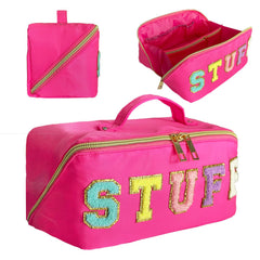 STOMKIRE Preppy Bag in rose red with Stoney Clover styling, ideal for organized daily makeup.