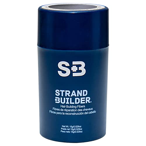 Strand Builder Hair Fibers in application show instant volume on thinning hair
