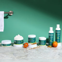 Strands of Faith Enrich Leave-In ingredients card highlights natural oils nourishment.