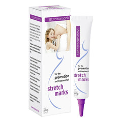 Stratamark 20g tube gel for stretch-mark care, quick-drying and non-greasy.