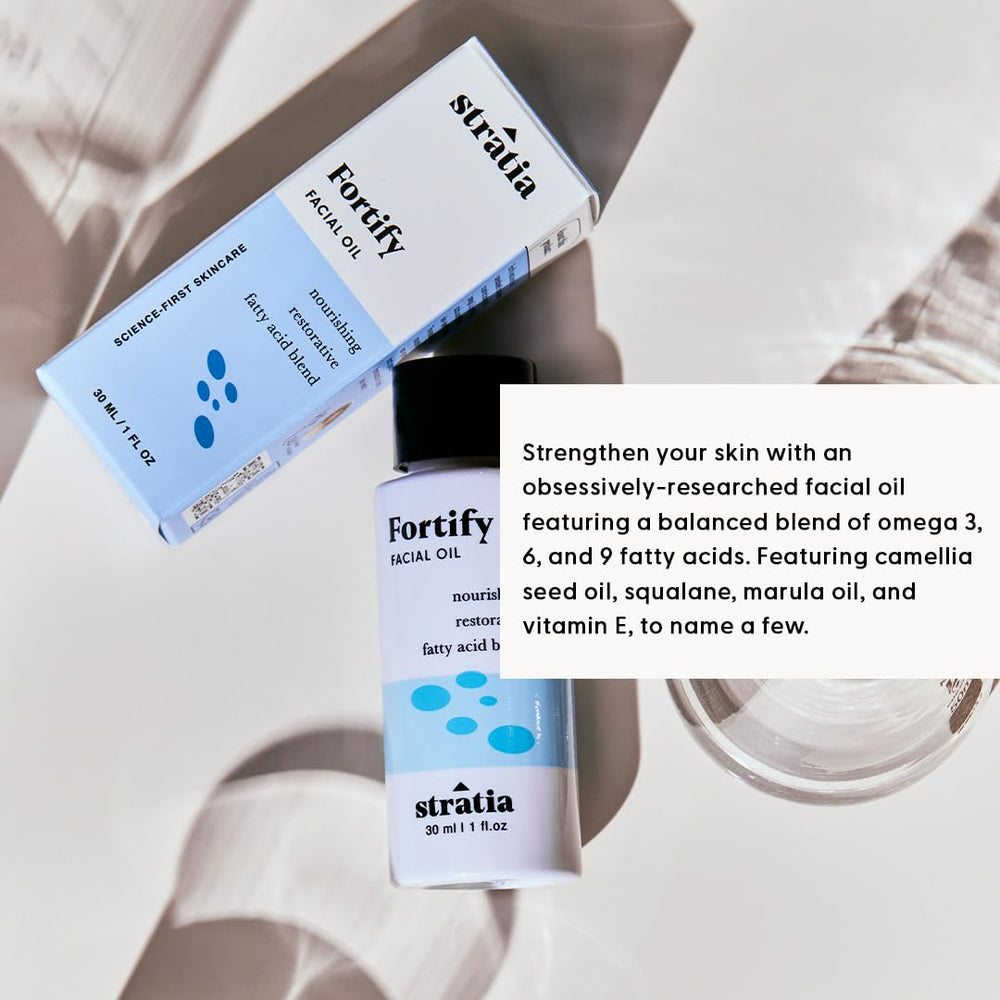 Stratia Fortify applied to skin demonstrates smooth, non-greasy absorption.