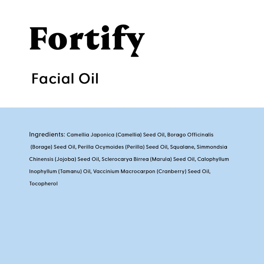 Stratia Fortify label close-up emphasizes small-batch, woman-owned craftsmanship.