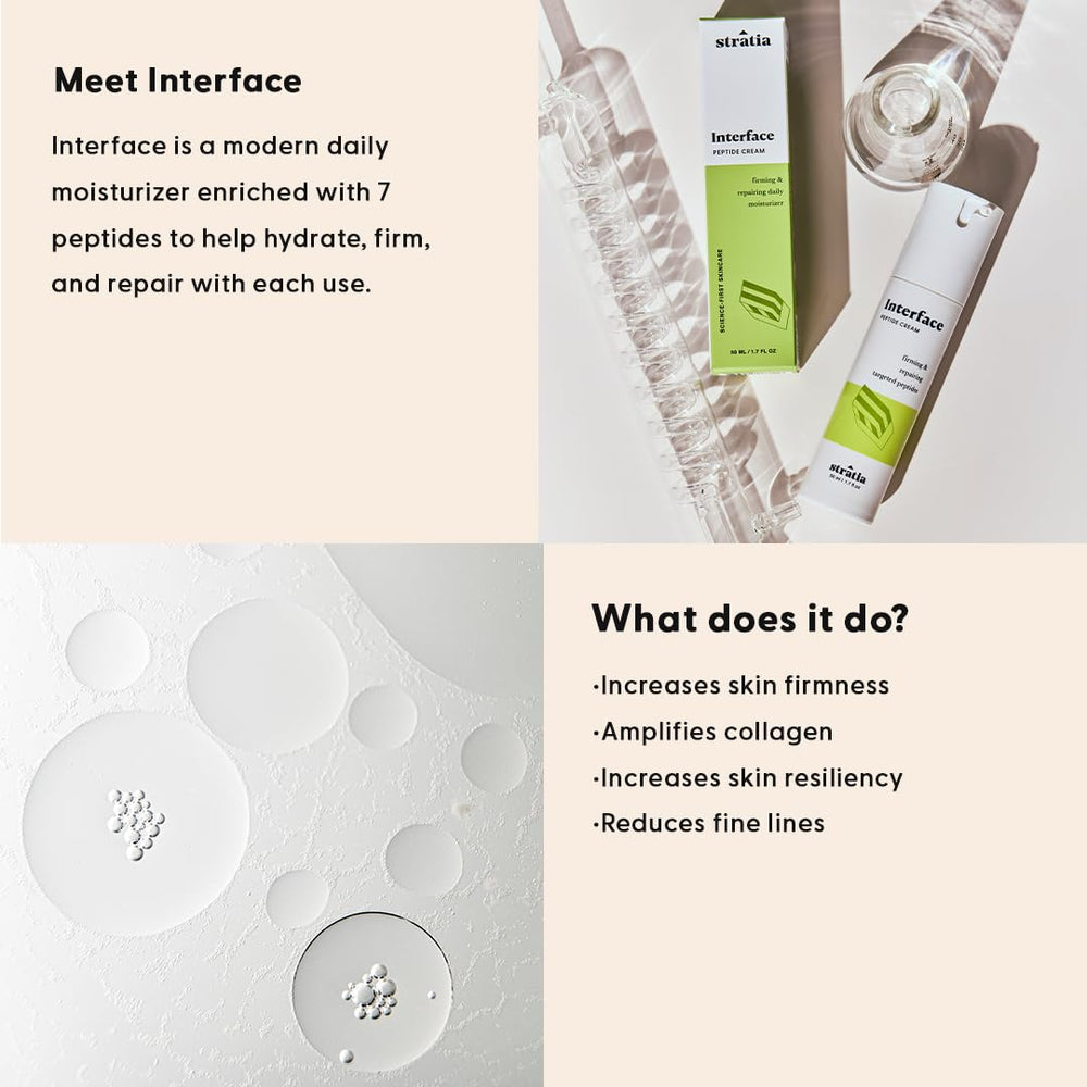 Stratia Interface label close-up for daily care
