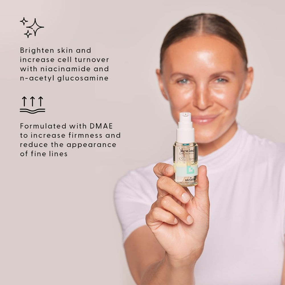 Stratia Rewind serum application texture with fast-absorbing feel