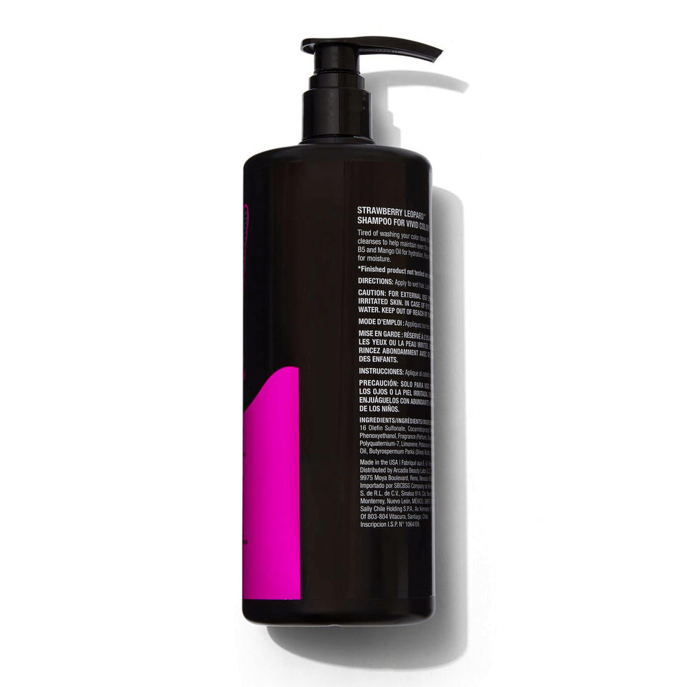 Strawberry Leopard Shampoo rich foam provides cleansing for all hair types