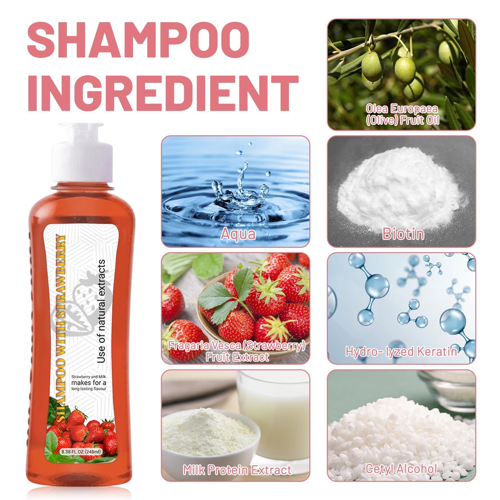 Strawberry & Milk Set ingredients featuring natural strawberry and milk extracts for nourishment.