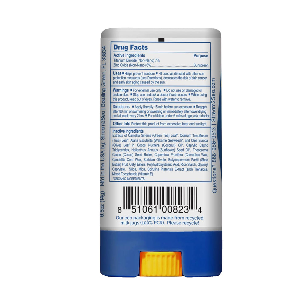 STREAM 2 SEA EcoStick SPF 35 closeup shows non-nano minerals protecting sensitive skin.