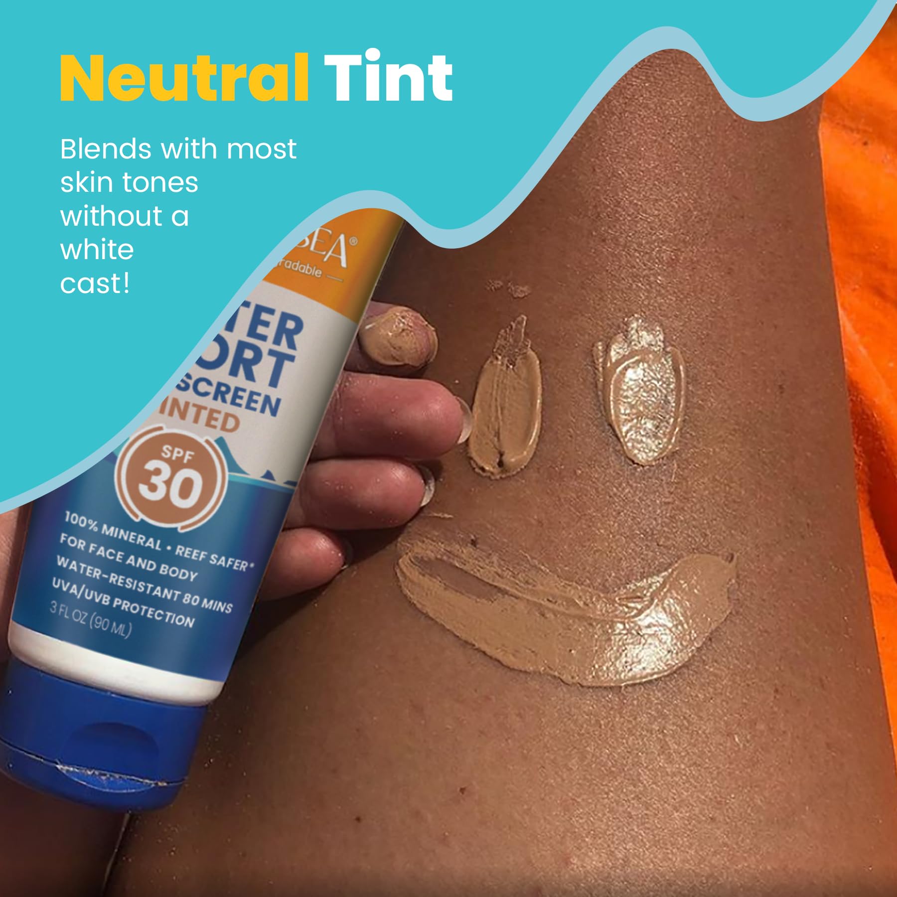 STREAM 2 SEA tinted sunscreen on body with smooth finish