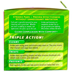 Stridex pad removing dirt from pores during cleansing.