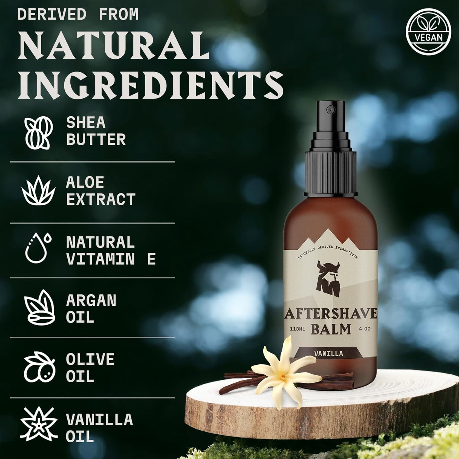 Striking Viking balm vanilla label closeup showing premium branding and scent cue