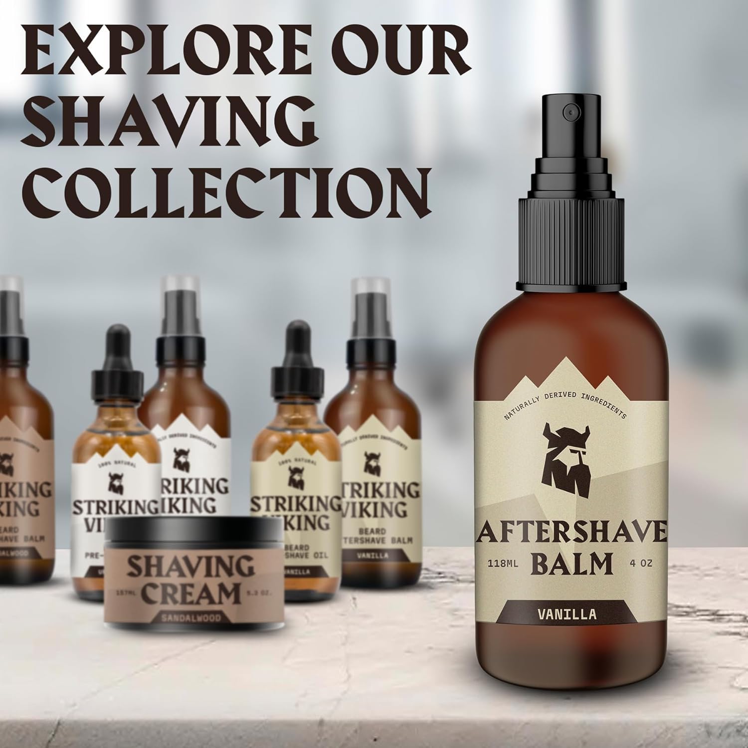 Striking Viking bottle vanilla ergonomic design for portable post-shave care