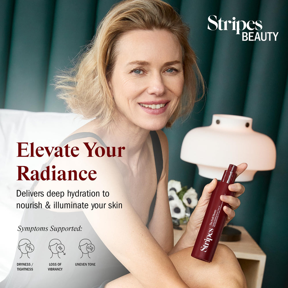 STRIPES Beauty Naomi Watts Full Monty silky-texture oil on skin for hydration.