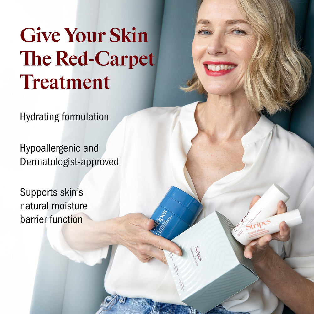 STRIPES Naomi Watts Glow Up intimate gel tube provides soothing hydration.
