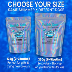 Stsfybaths Sky Blue Bubblegum Shimmer Bath Bomb releases grapefruit aroma for a refreshing soak.
