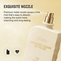 Bottle on backdrop evokes warm caramel crunch and comforting gourmand vibe.