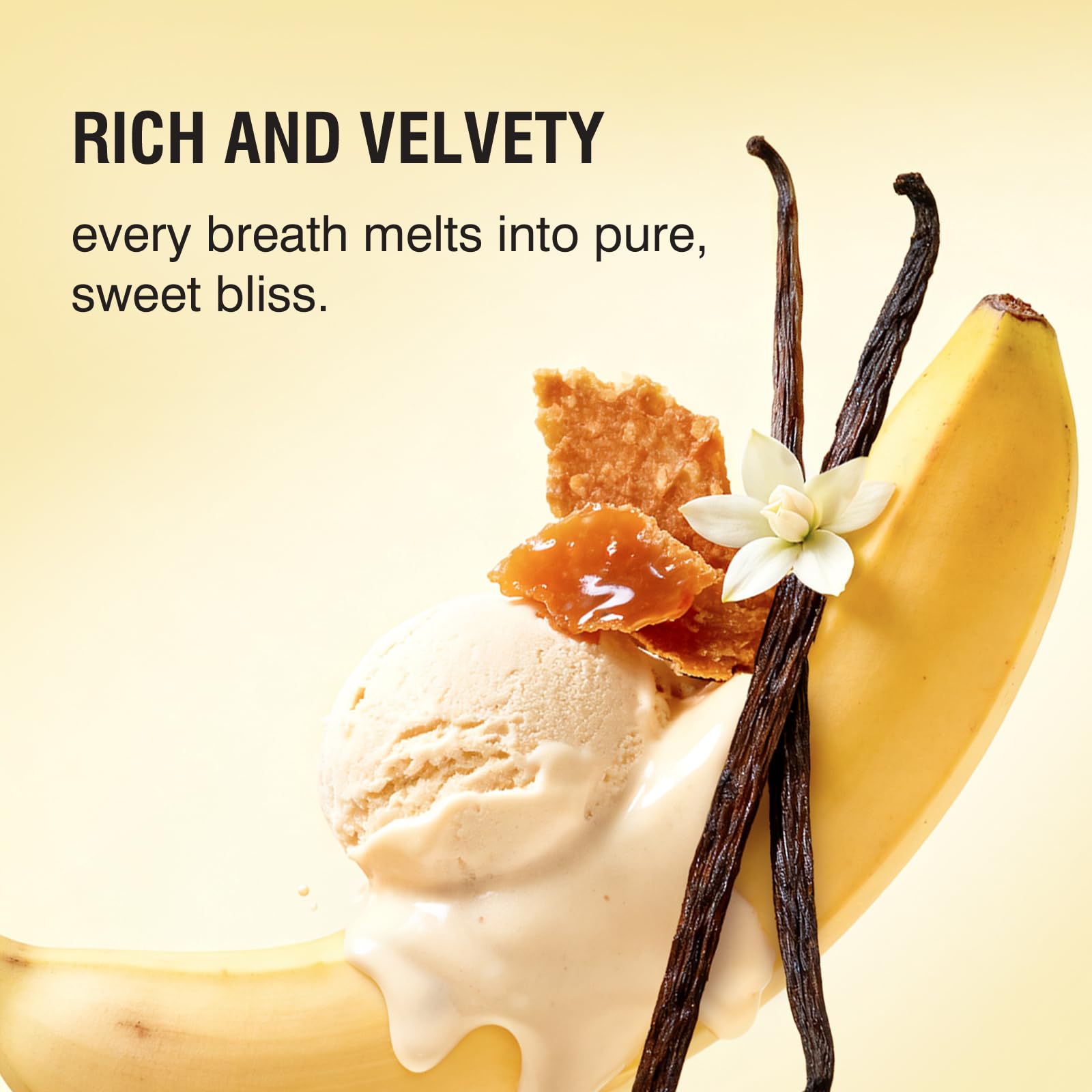 Close-up of vanilla-banana notes showing creamy sweetness and dessert-inspired mood.