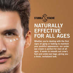 Stubble & Stache Refresh under-eye cream fragrance-free label highlighting sensitive-skin compatibility