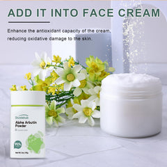 Alpha Arbutin Powder used in masks and creams for DIY skincare benefits.