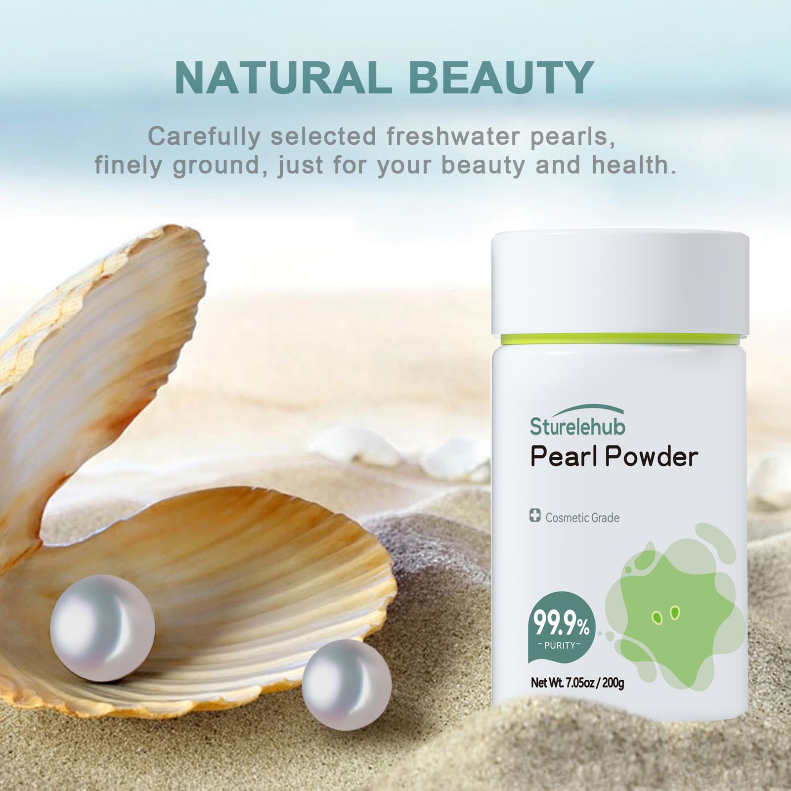 Sturelehub pearl powder with fine particles for smooth exfoliation