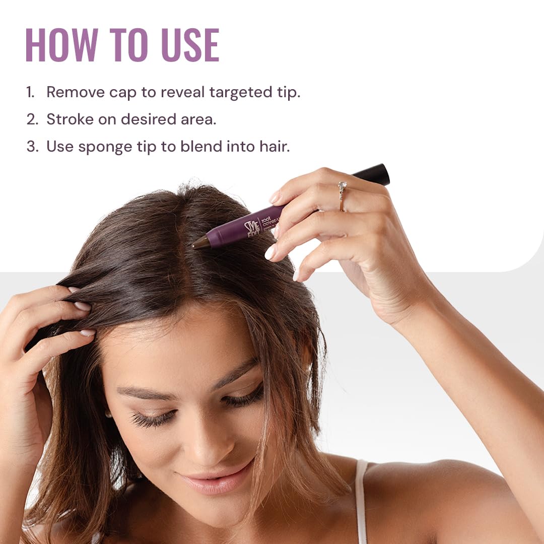 Style Edit Gray Coverage close-up illustrates instant temporary color for roots.
