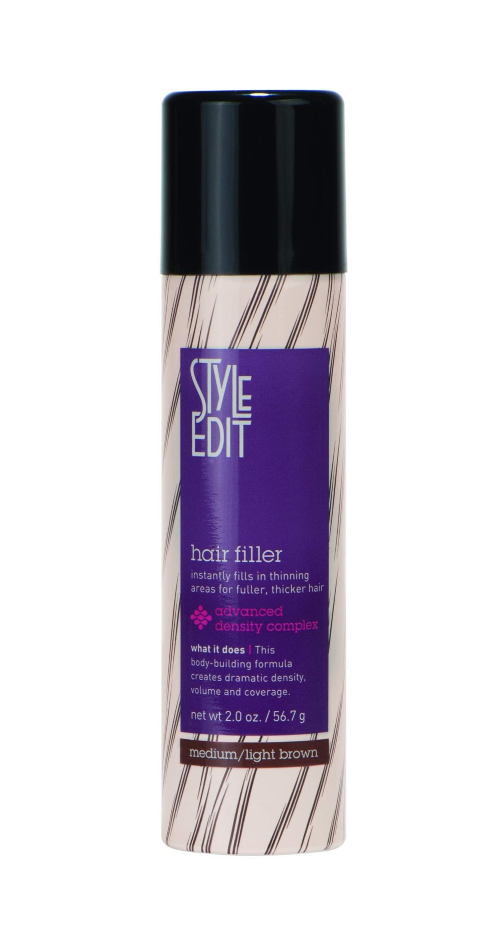 Style Edit Hair Filler in Medium/Light Brown shows natural color match and instant coverage