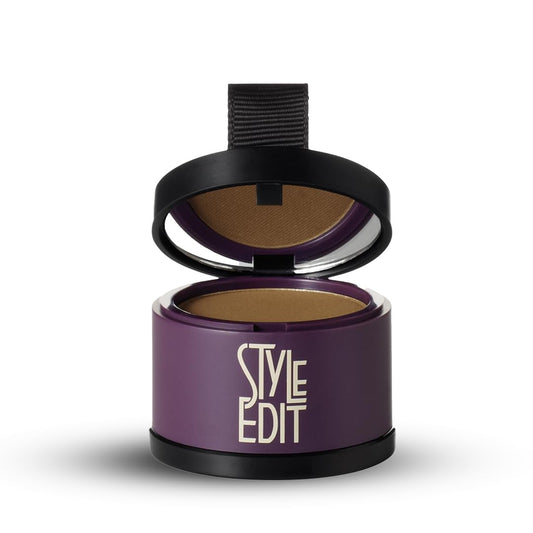 Style Edit Root Touch Up Powder application close-up shows quick color binding.
