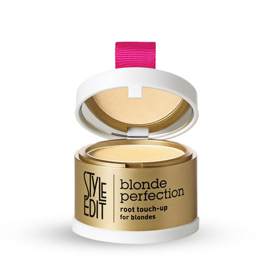 Style Edit Root Touch Up Powder compact open for quick color touch ups between visits.