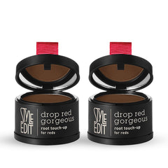 Style Edit Root Touch Up Powder bottle for dark red hair provides quick gray coverage.