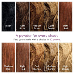 Style Edit Root Touch Up Powder in medium brown blends with natural shade.