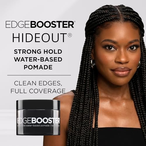 Applying Style Factor Edge Booster Hideout to hair for a sleek finish.