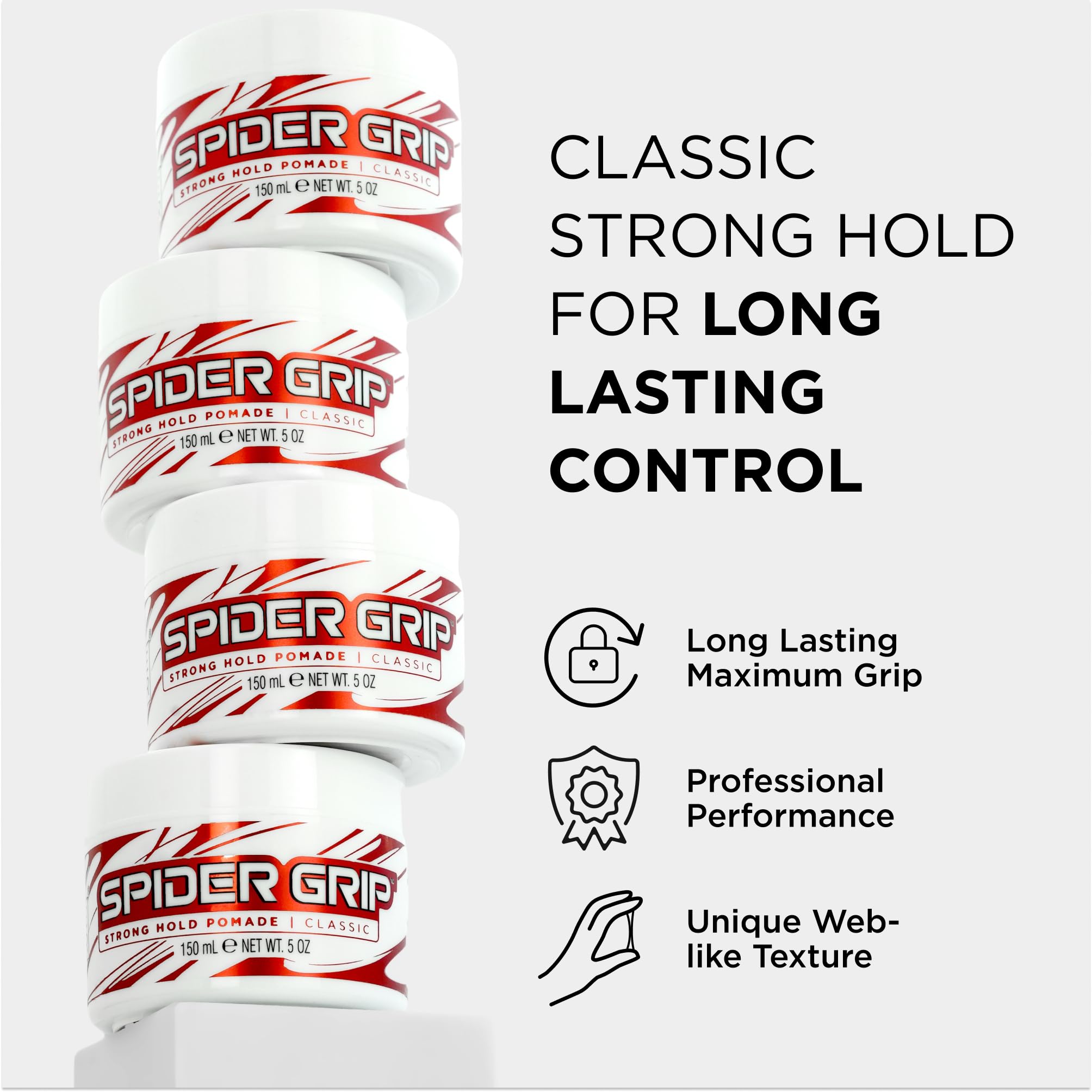 Close-up of Style Factor Spider Grip jar showing lightweight non-greasy finish
