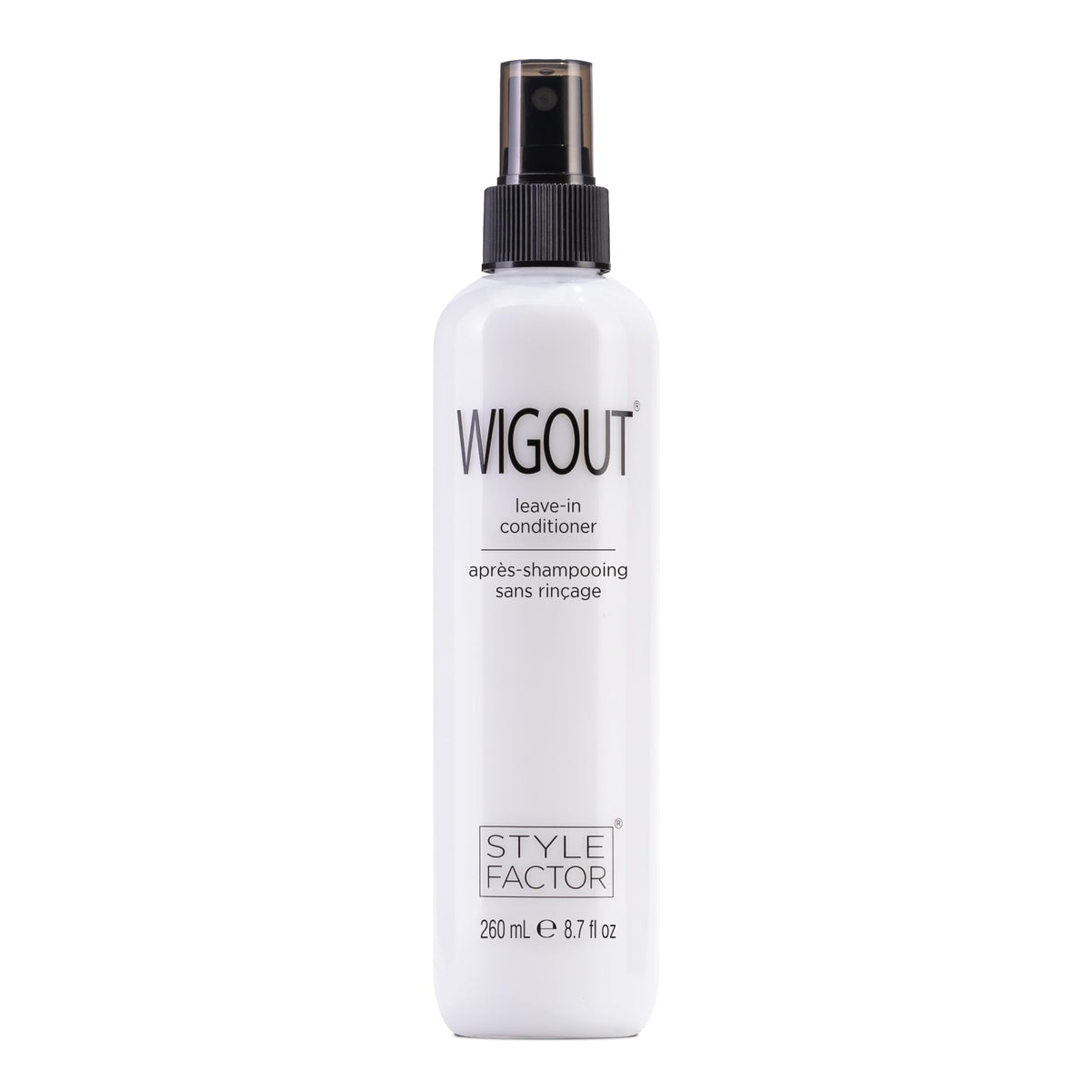 Style Factor Wigout leave-in spray bottle delivers detangling and lightweight hydration.