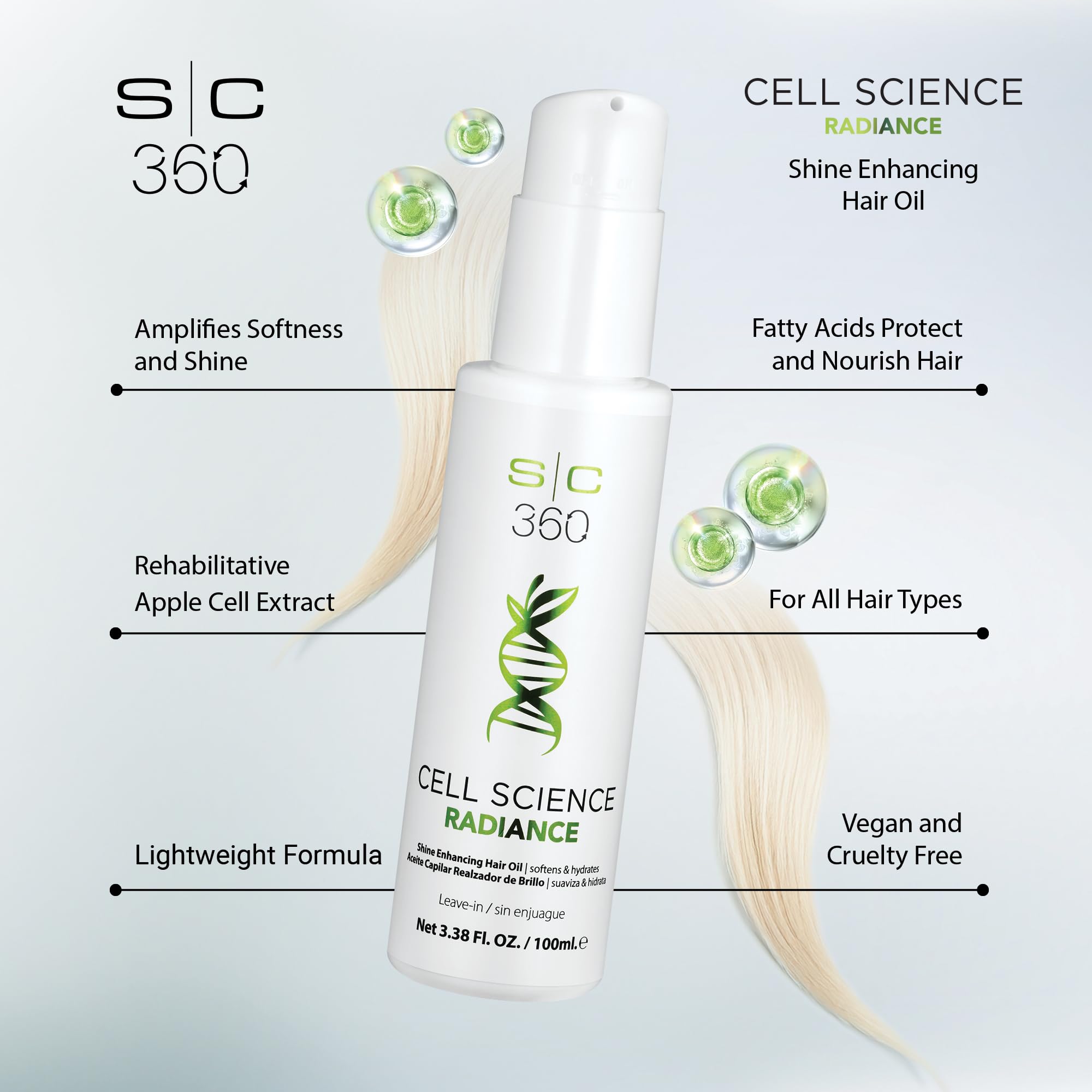 A few drops of StyleCraft SC360 oil pour for lightweight conditioning.