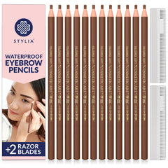 Stylia waterproof eyebrow pencil packaging demonstrates travel-friendly design for on-the-go use.
