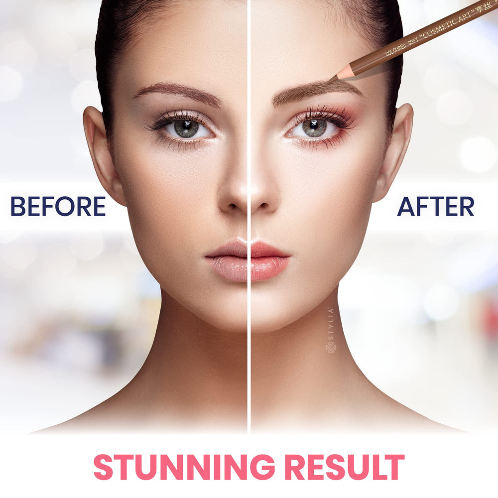 Stylia waterproof brow pencil swatch illustrating smudge-proof wear.