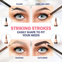 Stylia pencil tip close-up shows precise microhair strokes for natural brows.