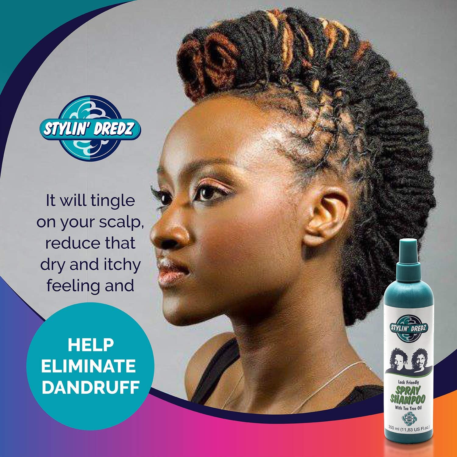 Stylin Dredz bottle with residue-free formula for dreadlocks
