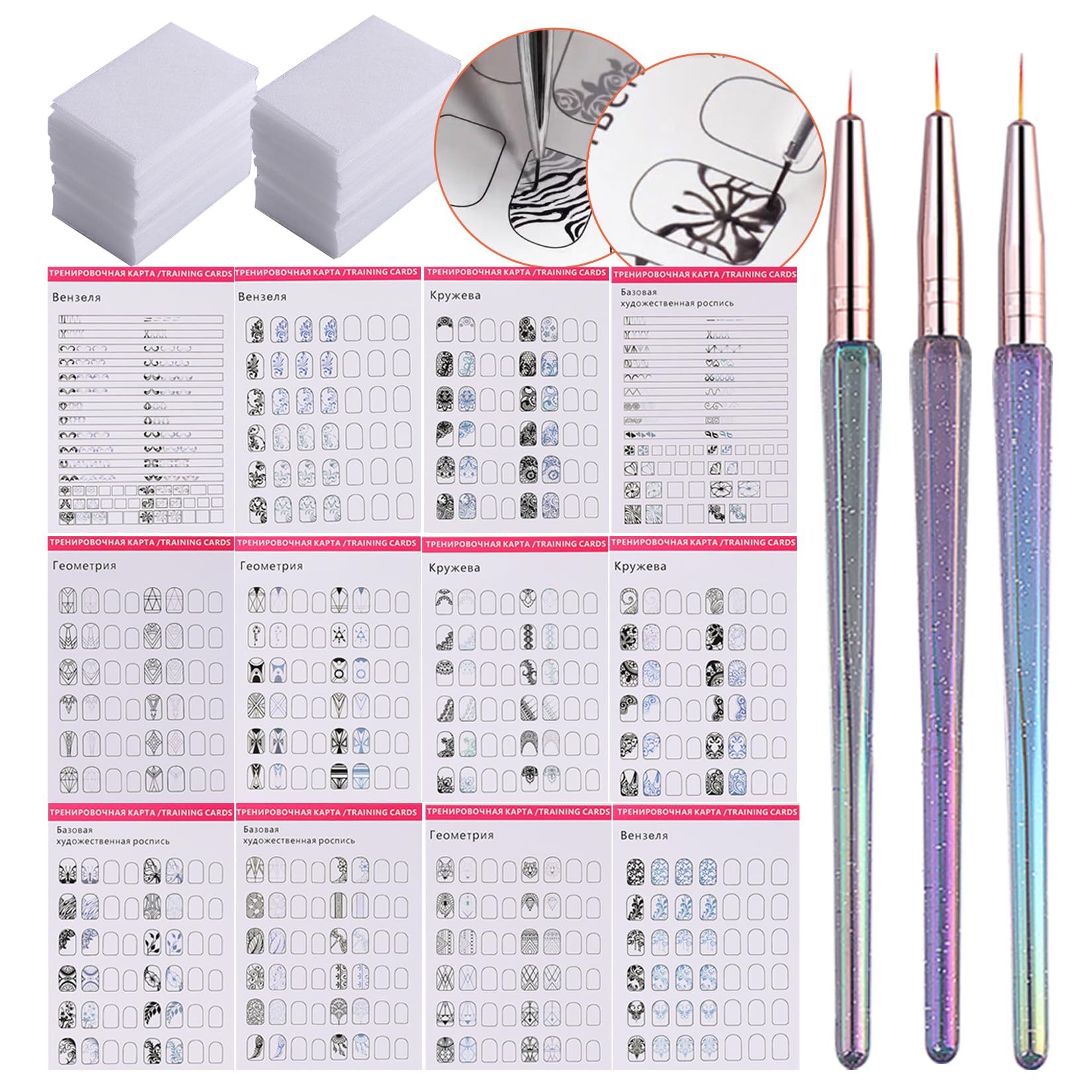 STZPRONAIL acrylic liner brush set with three lengths for precise lines