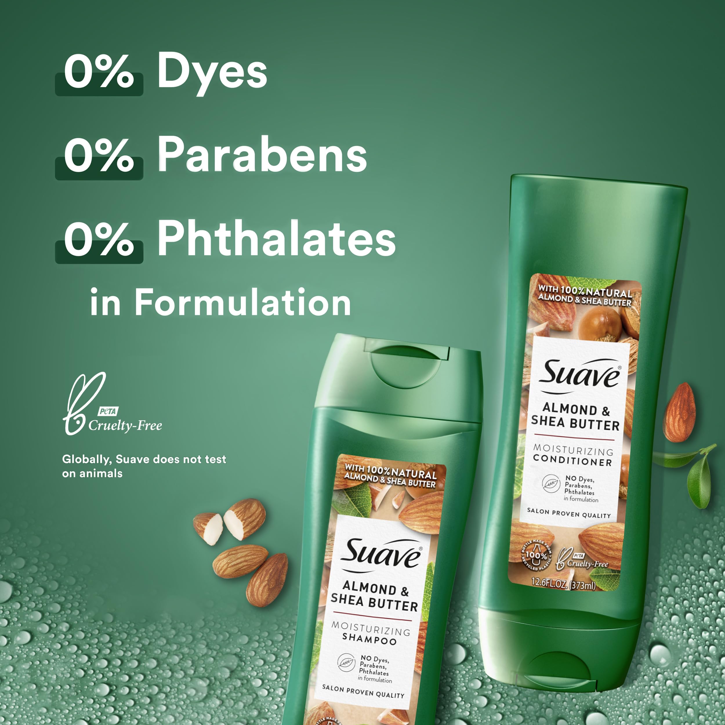 Shampoo lather in a Suave bottle for a refreshing, clean feel.