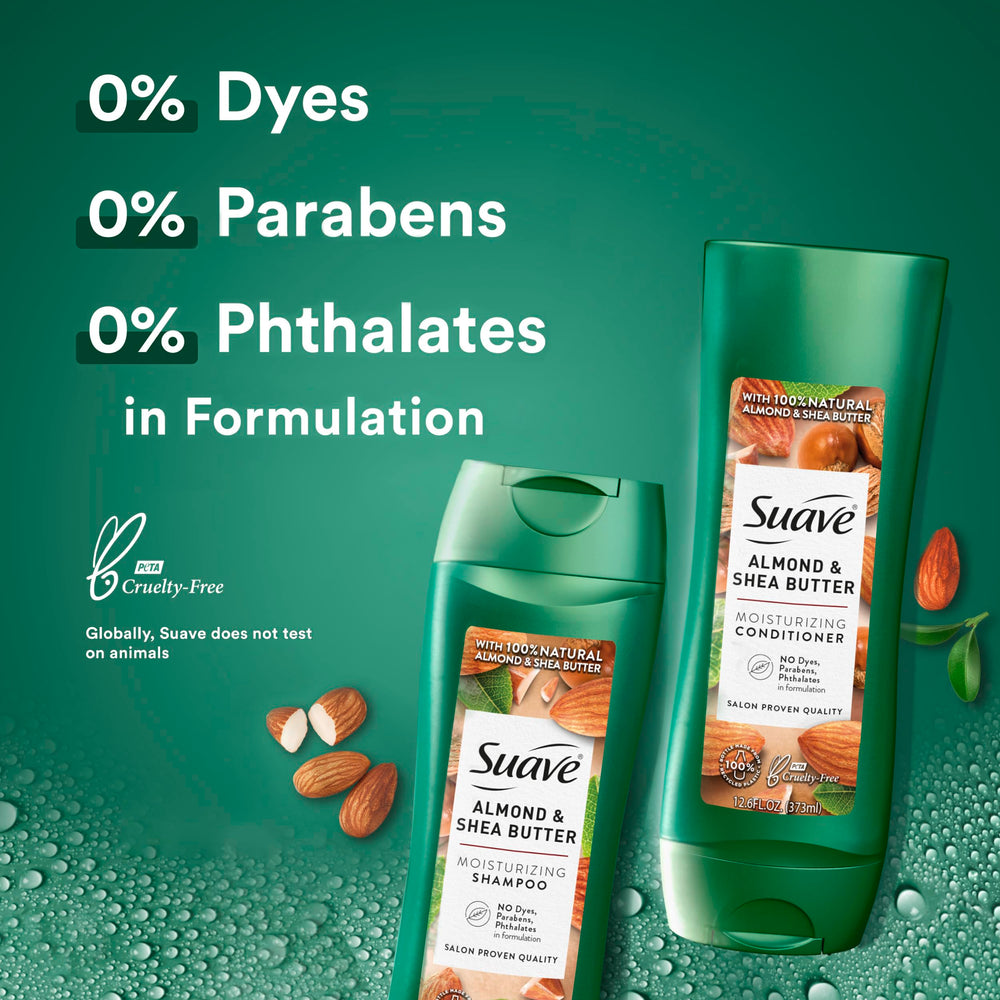 Shampoo lather in a Suave bottle for a refreshing, clean feel.