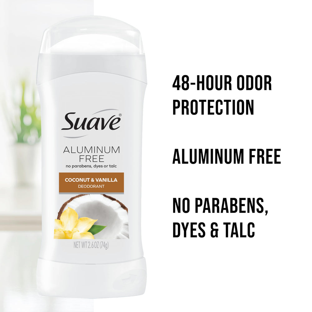 Suave aluminum-free deodorant two-pack highlighting gentle all-day protection